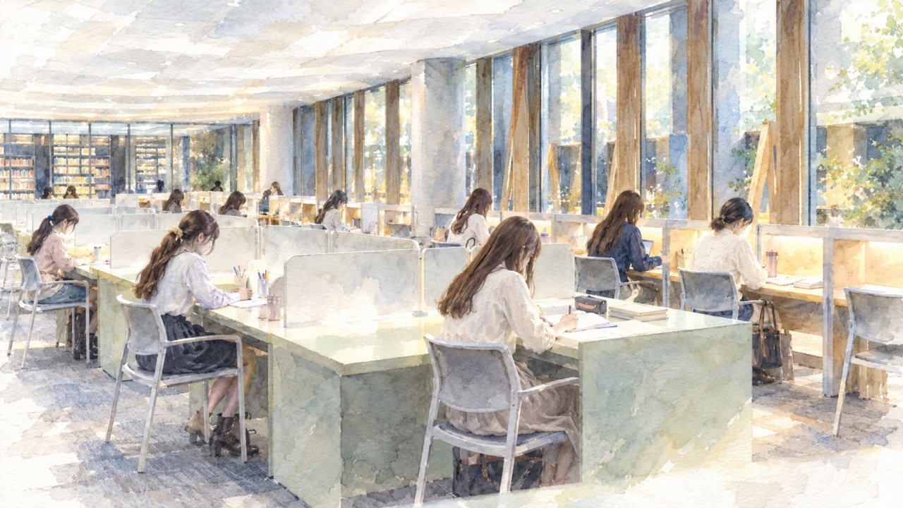 近大の女性専用自習室で勉強する学生たち