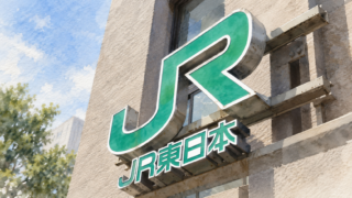ビルの壁面に取り付けられたJR東日本の社名看板